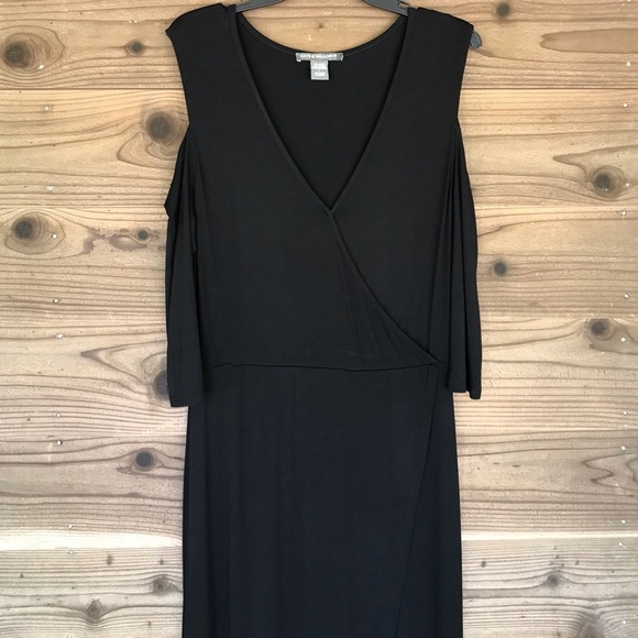 Kate & Mallory Black Cold Shoulder Maxi Dress Size Large - Picture 7 of 16